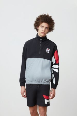 FILA Reece Color-block Zip Sweatshirts Black,Mens Clothing | CA.FDILVG502